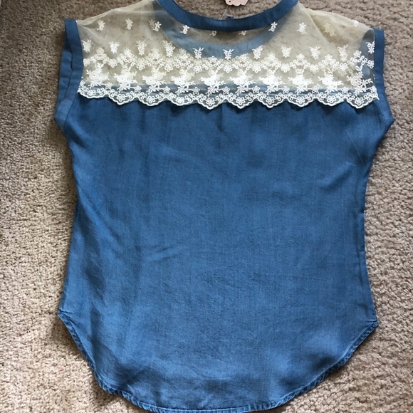 Denim/Lace Shirt - Picture 2 of 3